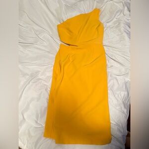 Yellow One Shoulder Midi Dress - Woman Size 10